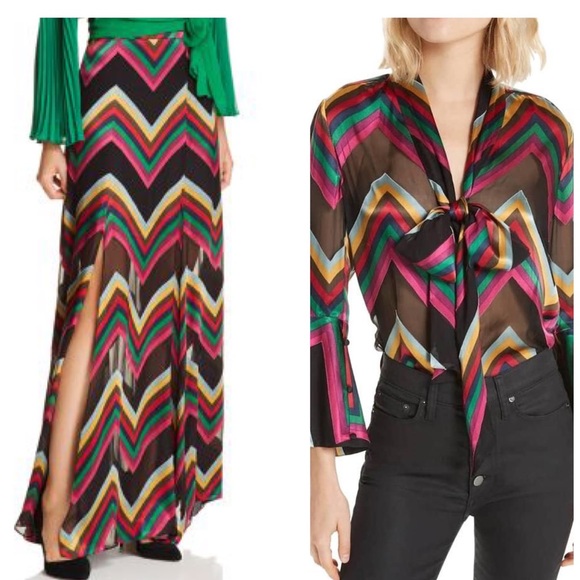 Alice + Olivia Multi Chevron Matching Two Piece Set 4/Small NWT - Picture 2 of 15